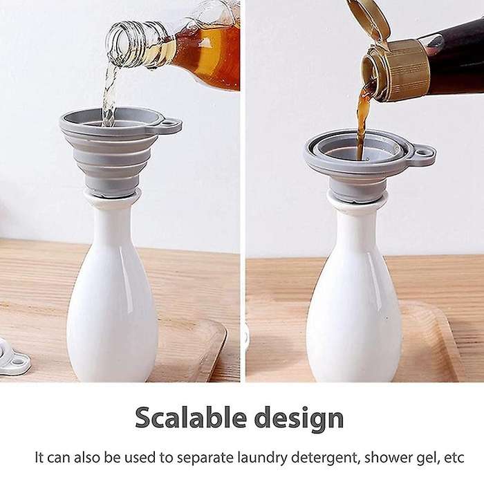 Silicone Collapsible Funnel 2-Piece Kitchen Tool Set Collapsible Funnel Suitable for Water Bottle Li