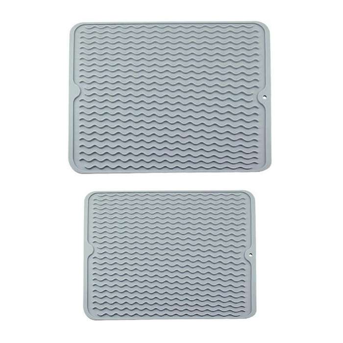 Silicone Dish Drying Mat - 2 Packs Of Non- Silicone Mat Easy Clean Drying Mat Heat-resistant Dish Dr