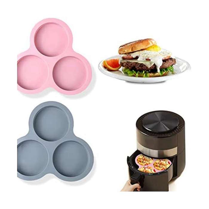 Silicone Egg Pan Reusable Egg Mold,non-stick Baking Pan,3 Cavity Silicone Muffin Pans 2pc
