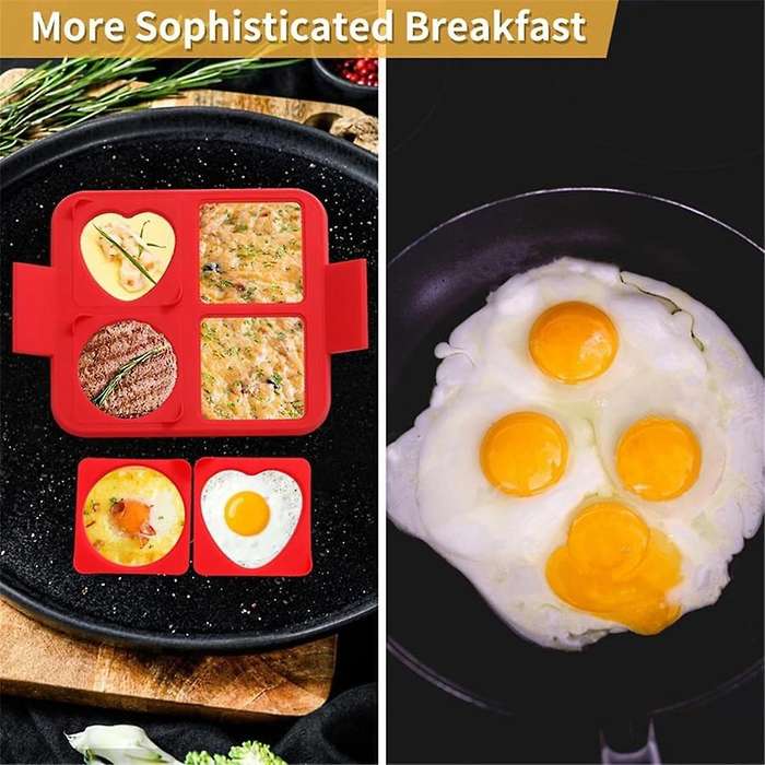 Silicone Egg Rings Tray for Griddle - Non-stick Omelet Rings Food-grade Round Egg Rings, Easy to Cle
