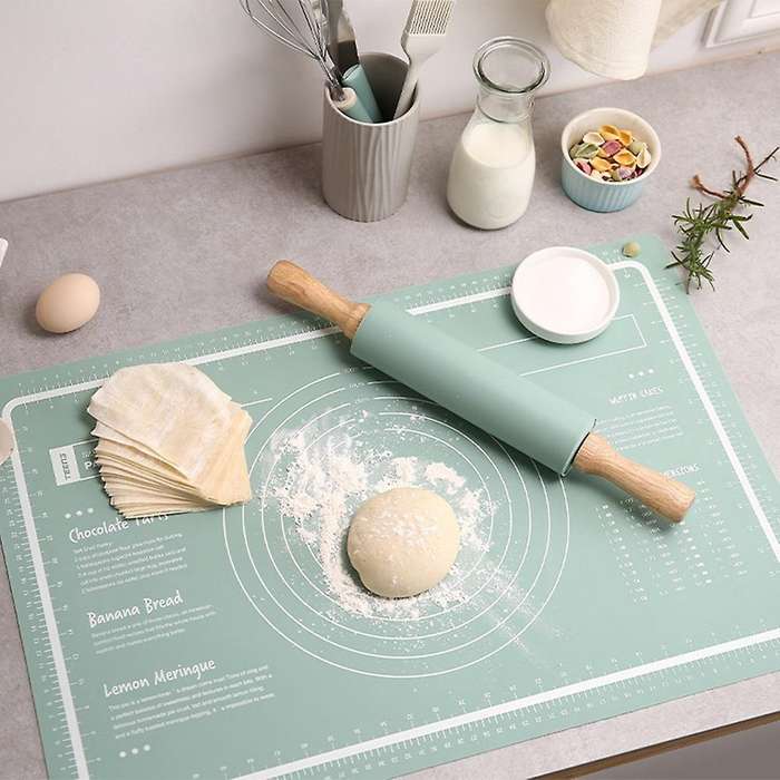 Silicone Mat Pastry Mat Dessert Mat with Measuring Rolling Pin Mat Rolling Baking Mat Dough Cookie M