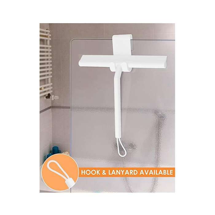 Silicone Shower Squeegee with Hook & Lanyard,mirror Screen Wiper, Multi Cleaner for Bathroom, Door