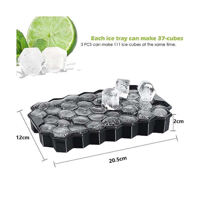 Silicone Small Ice-cube Trays with Removable Lid, Easy-release & Flexible Hexagonal 37-ice-cube Mo