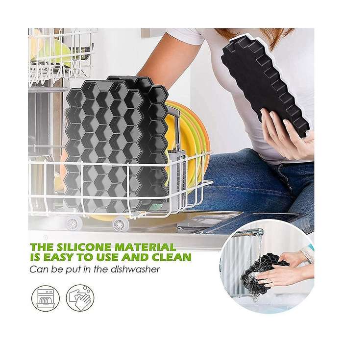 Silicone Small Ice-cube Trays with Removable Lid, Easy-release & Flexible Hexagonal 37-ice-cube Mo