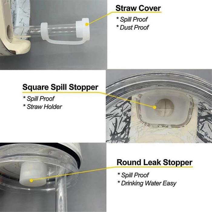 Silicone Spill Proof Stopper Set Of 3, for 1.0 40oz/ 30oz Tumbler with Handle