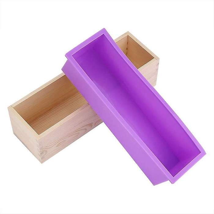 Silicone Soap Mold with Wood Box, Rectangular Loaf Silicone Soap Straight Knife for Soap Making Supp