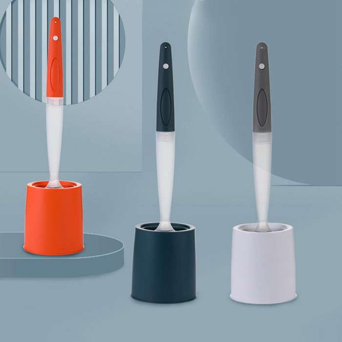 Silicone Toilet Brush Clean without Dead Corners Punch-free Wall-mounted Cleaning Brush Can Deterge