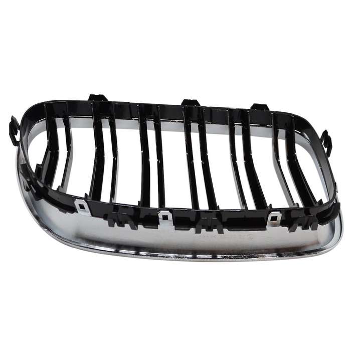 Silver + black Dual Fin Front Grille Grill Hood Nose for F10 F11 5 2010-2015