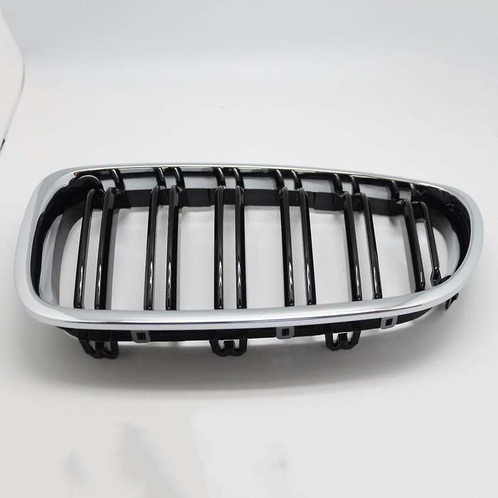 Silver + Black Dual Fin Front Grille Hood Nose for F10 F11 5 2010-2015