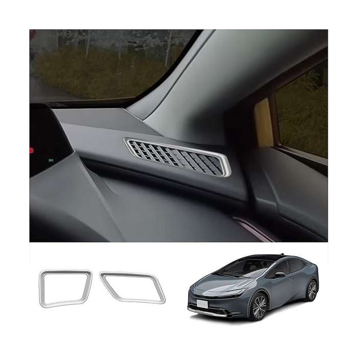 Silver Front Dashboard Trim Cover Frame Sticker for Prius 60 Series 2022-2023 2Pcs