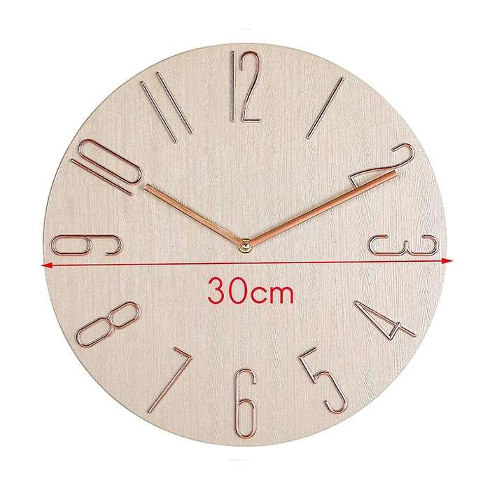 Simple Wall Clock 12 Inch Living Room Home Wall Clock Clock Watch Bedroom Wall Clock-Beige