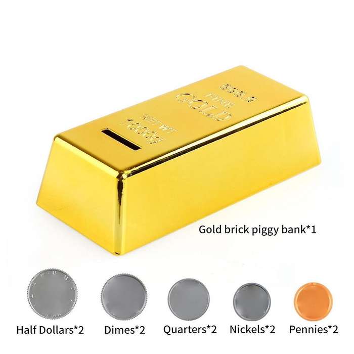 Simulated Gold Bricks, Children'S Piggy Bank, Piggy Bank, Plastic Decorative Ornaments, House Games