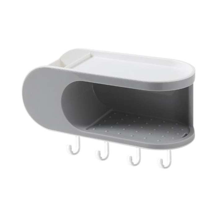 Single-layer Hook Soap Box Free Punching Household Wall-mounted Bathroom Soap Storage Box