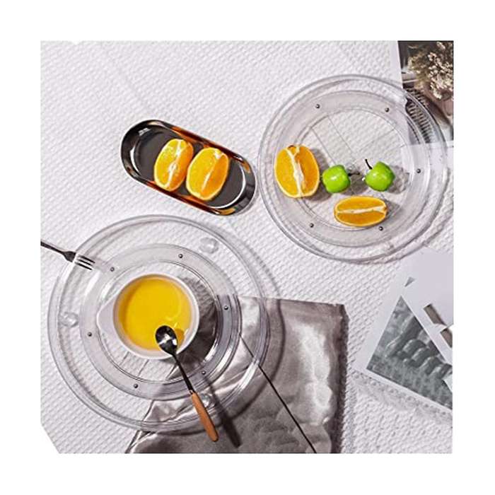 Size 2-pack Rotating Cabinet Organizer Transparent Plastic Pet Turntable Storage Rack Spice Cosmeti