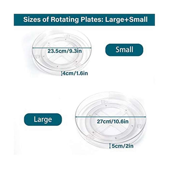 Size 2-pack Rotating Cabinet Organizer Transparent Plastic Pet Turntable Storage Rack Spice Cosmeti
