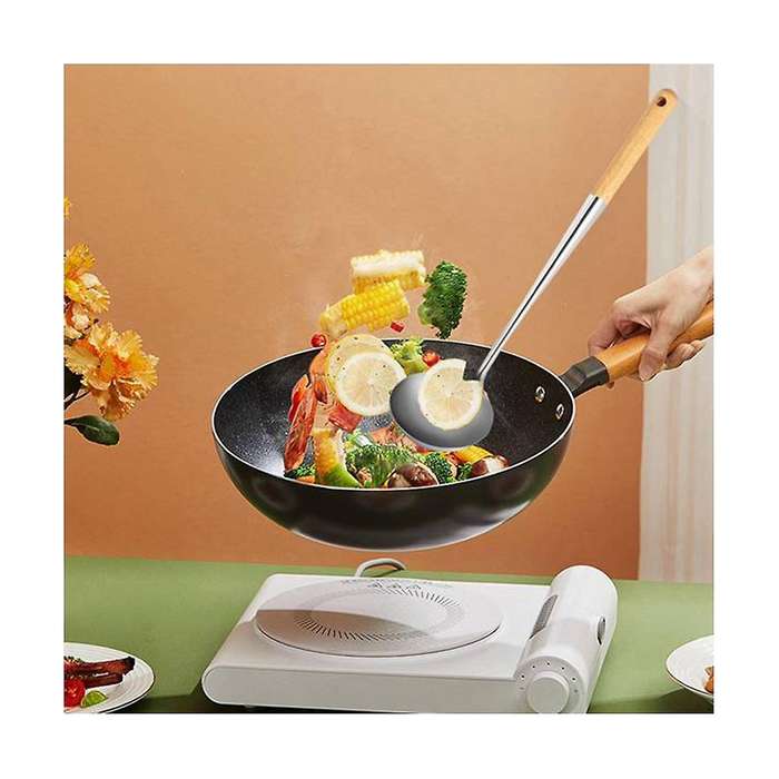 Skimmer Ladle, 17inches Spatula for Wok, Stainless Steel Colander