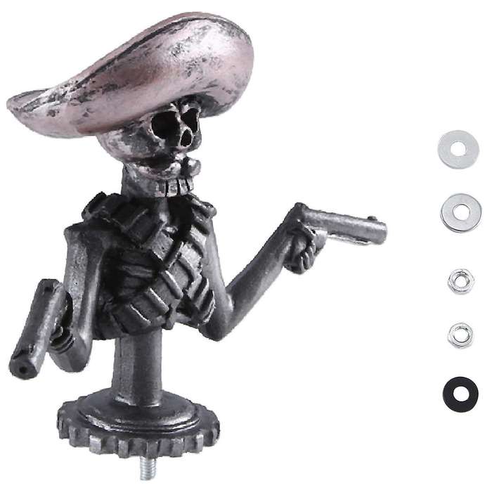 Skull Gunner Hood Decorative Resin Sculpture Decoration 11.5x15.2cm