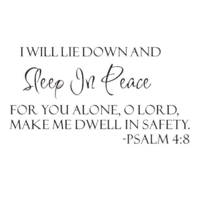 Sleep In Peace Psalm 4:8 Bible Verse Lettering Wall Decal Decor Quote Inspire