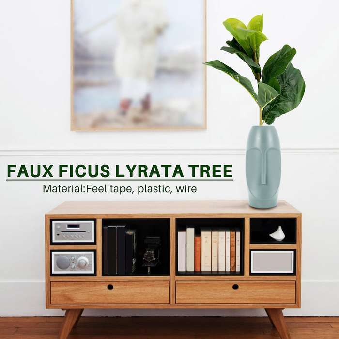 Small Artificial Fiddle Leaf Tree 11inch Faux Ficus Lyrata Tree for Home Wedding Courtyard Indoor A