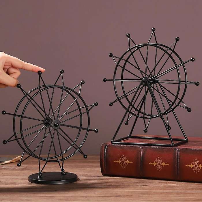 Small Rotating Wheel Metal Miniatures for Interior Metal Decorations Home Decoration Crafts Ornament