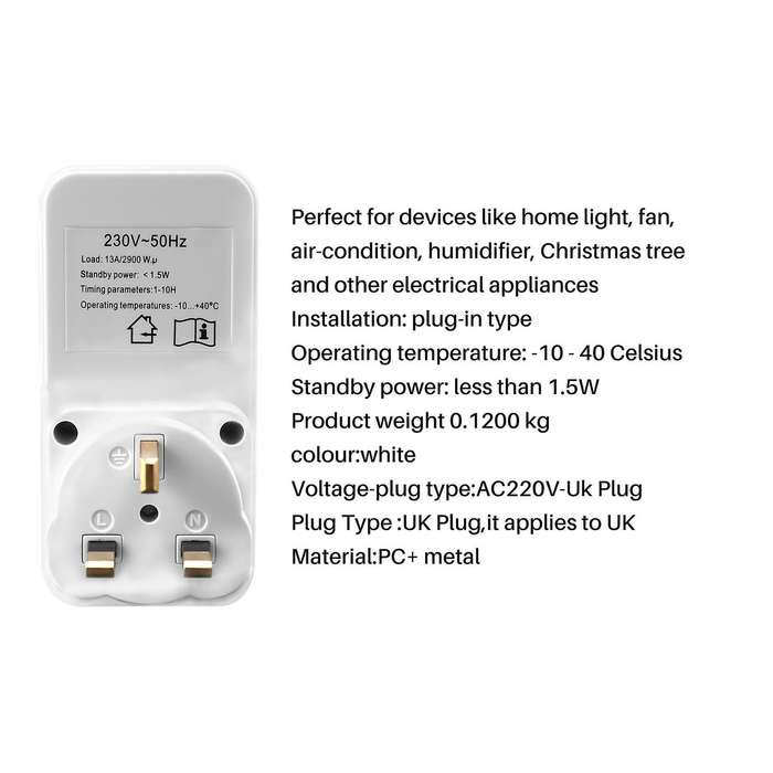 Smart Countdown Timer Switch Socket Auto Shut Off Outlet Uk Plug