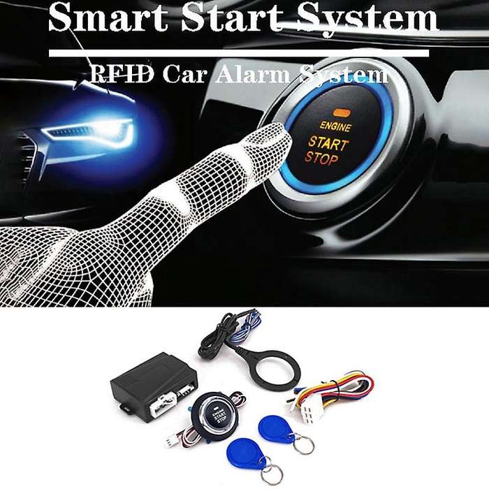 Smart RFID Car Alarm System Push Engine Button Lock Ignition Immobilizer with Remote Keyless Go Ent