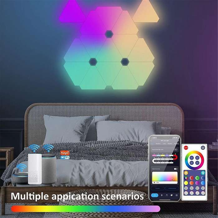 Smart Rgb Diy Led Atmosphere Lights Wifi Triangle Wall Light App Music Sync Game Room Tv Bedroom Lam
