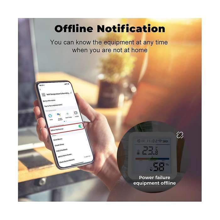 Smart WiFi Temperature and Humidity Sensor,Tuya Indoor Hygrometer Thermometer with LCD Display Backl