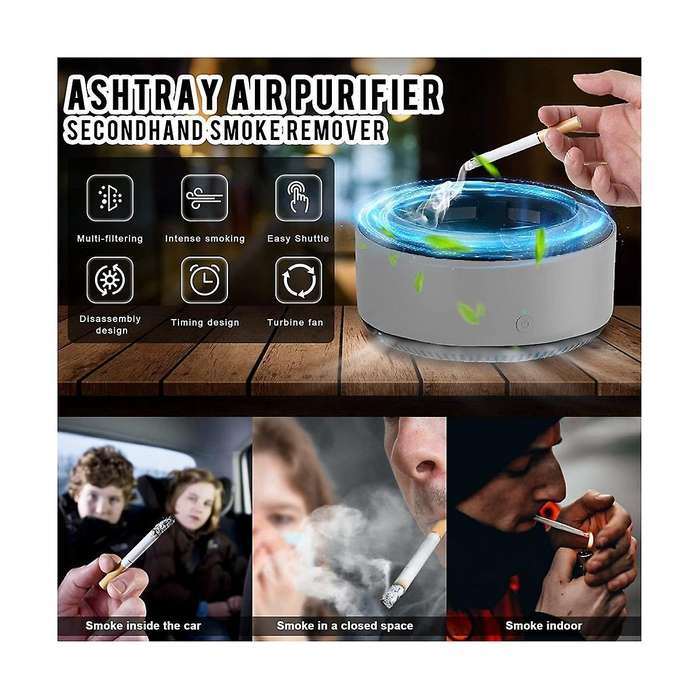 Smokeless Ashtray with Air Purifier, 2 In 1 Ashtray Cleaner, Smokeless Multifunctional Air Freshene
