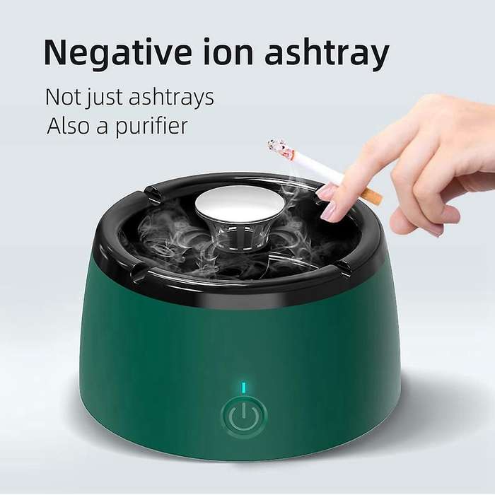 Smokeless Home Ashtray, Rechargeable Ashtray for Car (green)