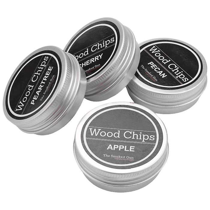Smoking Wood Chips Cherry,,Pecan and Peartree 4 Pack Smoker Infuser Wood Chips Set for Smoke Cockta