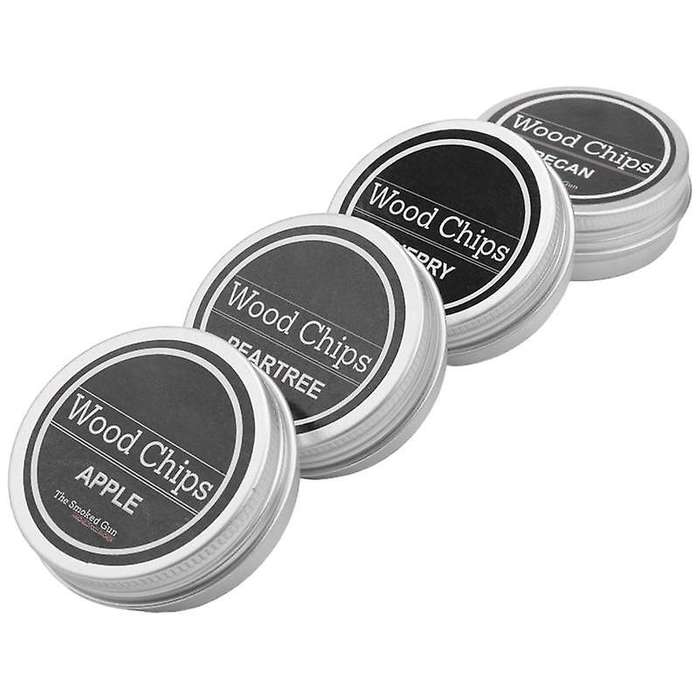 Smoking Wood Chips Cherry,,Pecan and Peartree 4 Pack Smoker Infuser Wood Chips Set for Smoke Cockta