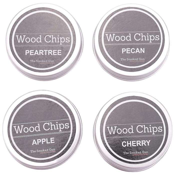 Smoking Wood Chips Cherry,,Pecan and Peartree 4 Pack Smoker Infuser Wood Chips Set for Smoke Cockta