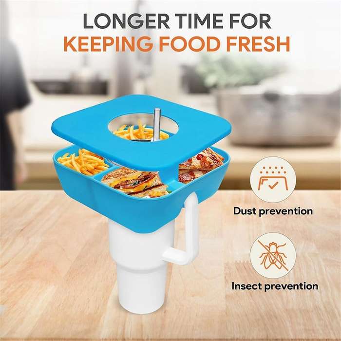 Snack Tray with Cover for Accessories, Reusable Snack Bowl for 40oz Cup Handle Snack Holder
