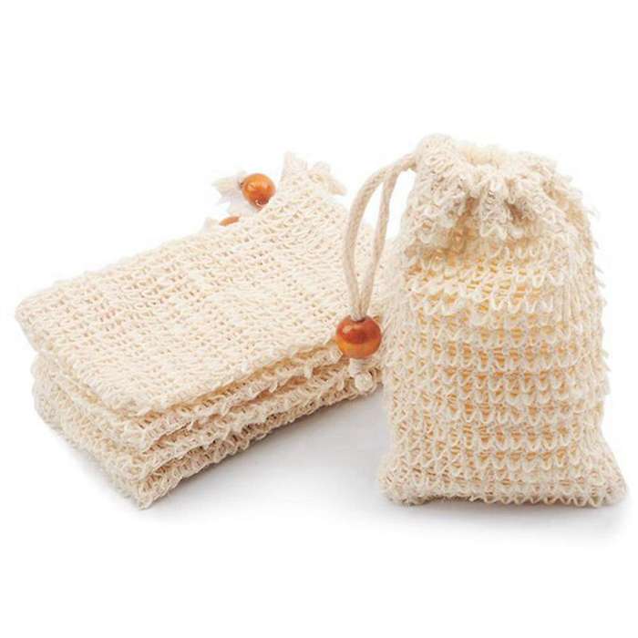 Soap Bags for Shower 60 Pack Natural Ramie Soap Saver Pouch Soap Mesh Bag with Drawstring