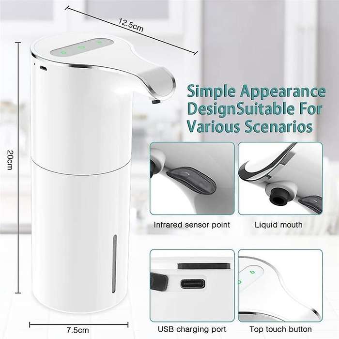 Soap Dispenser Automatic - Touchless USB Rechargeable Electric Liquid Soap Dispenser Waterproof Adj