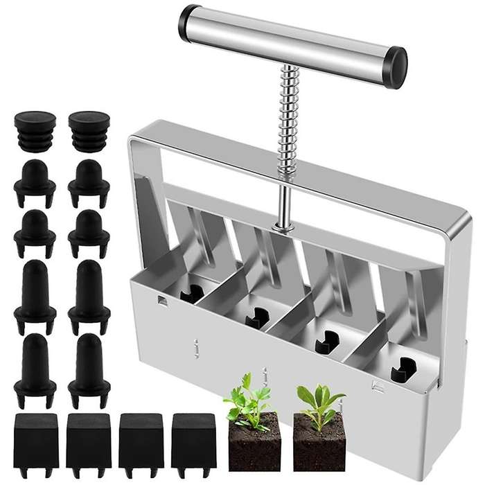 Soil Blocker with Seed Pin, Handheld Soil Blocking Tool, Handheld Seedling Incubator for Seed Starti