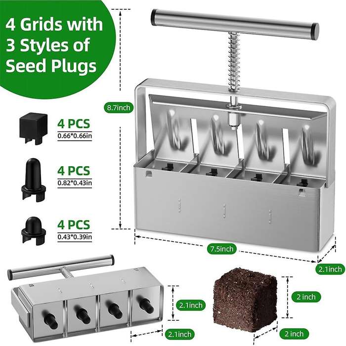 Soil Blocker, Soil Block Maker for Seed Starting with Strong Hand Held, Soil Blocking Tool for Grow