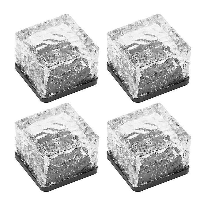 Solar Brick Lights 4 Pack Solar Ice Square Lights Solar Glass Brick Light for Christmas Garden Pati