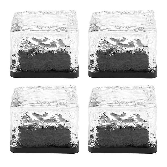 Solar Brick Lights 4 Pack Solar Ice Square Lights Solar Glass Brick Light for Christmas Garden Pati