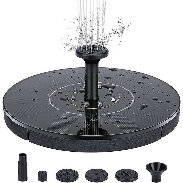 Solar Fountain Pump with LED Lights, Built-in 2000MAh Battery, Floating Water Fountain for Outdoor,