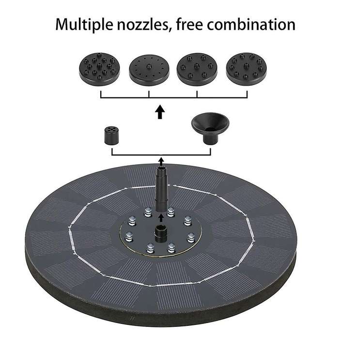 Solar Fountain Pump with LED Lights, Built-in 2000MAh Battery, Floating Water Fountain for Outdoor,