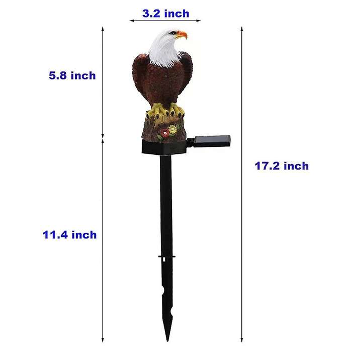 Solar Garden Light Resin Bald Eagle Figurine Dusk Dawn Solar Yard Light Animal Solar Stake Light Ou