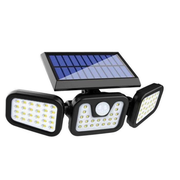 Solar Induction Floodlight Waterproof 74led Three-head Foldable Floodlight Smart Induction Outdoor L