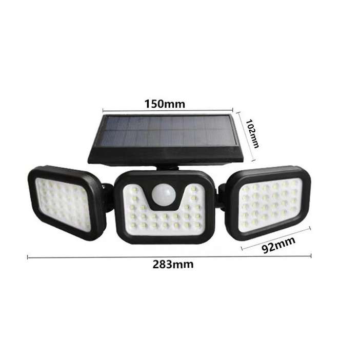Solar Induction Floodlight Waterproof 74led Three-head Foldable Floodlight Smart Induction Outdoor L