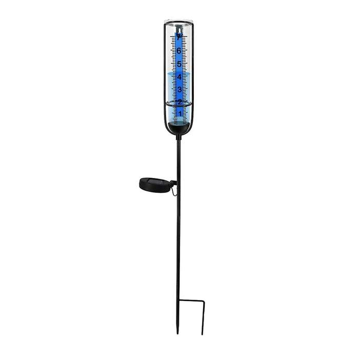 Solar Lamp Rain Gauge,7inch Rain Gauge Outdoor, Large Clear Numbers and Rain Measuring Tool for Gard