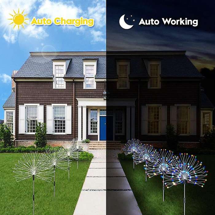 Solar Led Firework Lights 90led Rgb Outdoor Waterproof Garden Decoration Lawn Pathway Solar Lamp