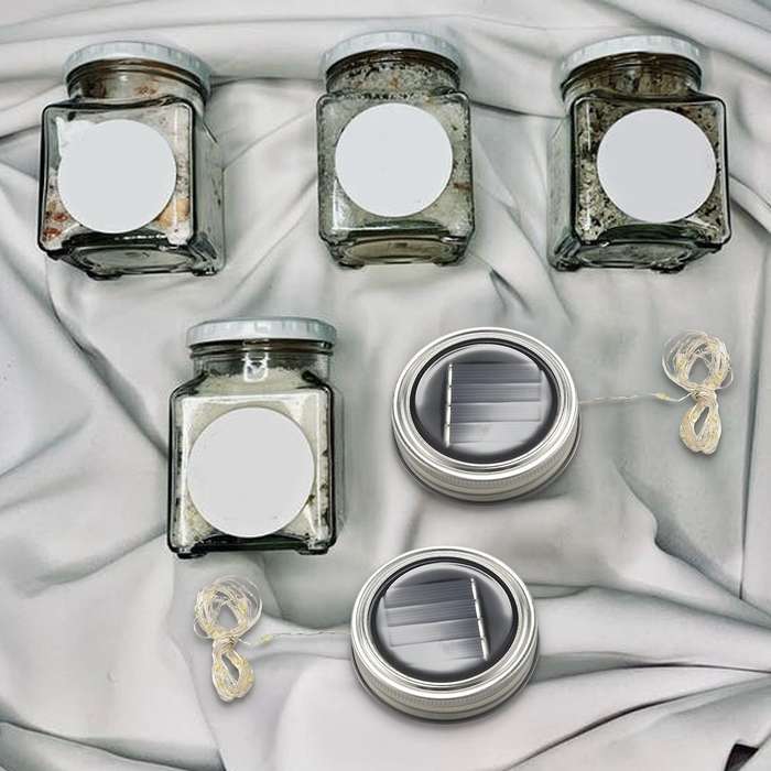 Solar Mason Jar Lid Lights, 6 Pack 20 Led String Fairy Star Firefly Jar Lids Lights,6 Hangers Inclu