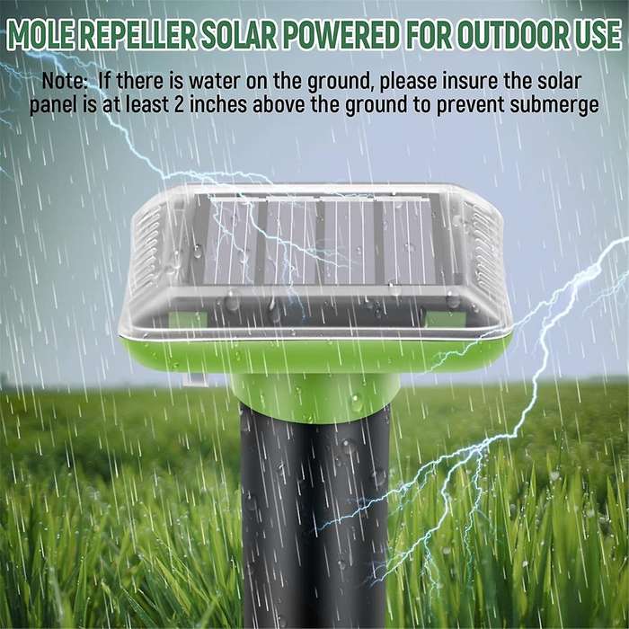 Solar Mole Repellent Ultrasonic,Repellent Outdoor Solar Powered,Waterproof Mole Traps