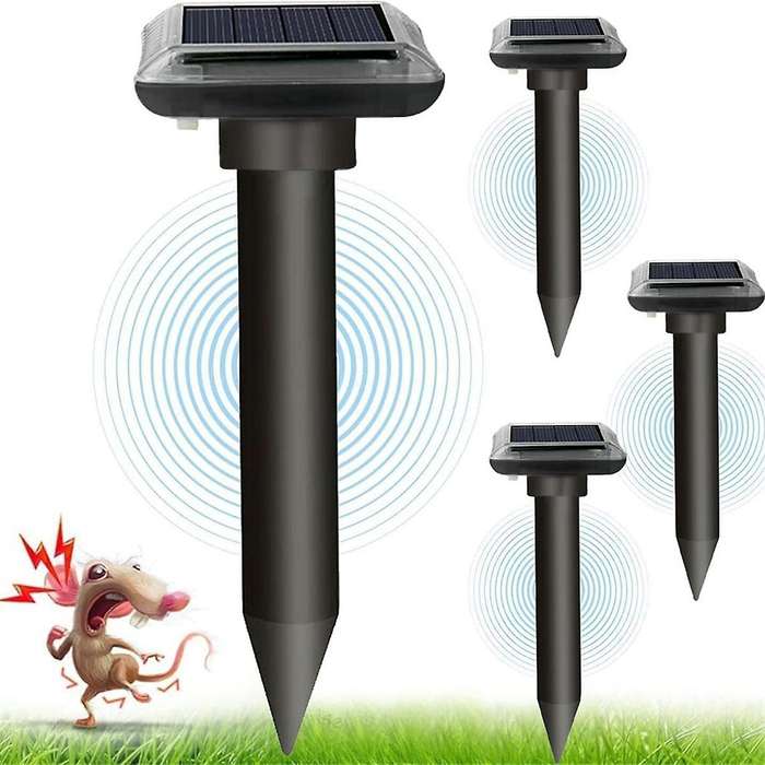 Solar Mole Repellent, Ultrasonic & Solar Powered Mouse Repellent, Waterproof Chaser for Lawn, Patio